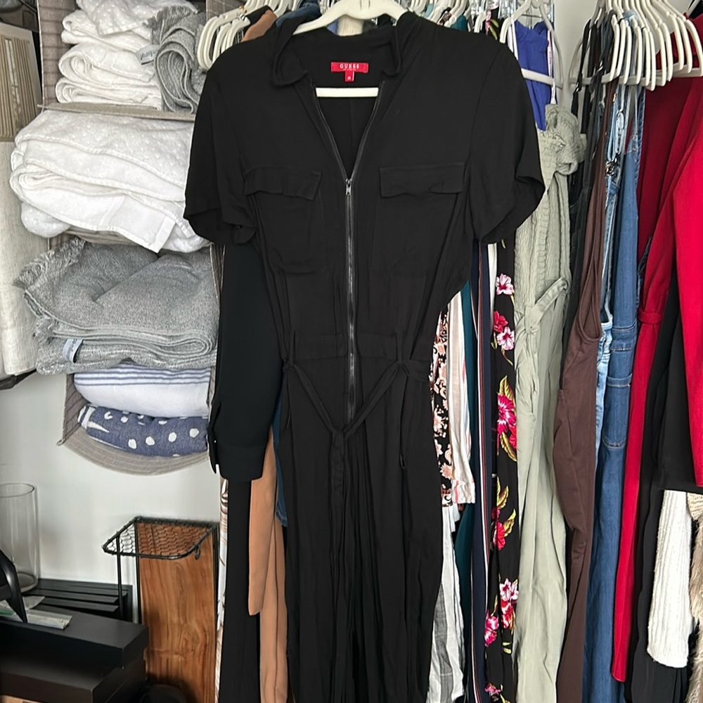 Guess black short sleeve utility jumpsuit soft material size medium.